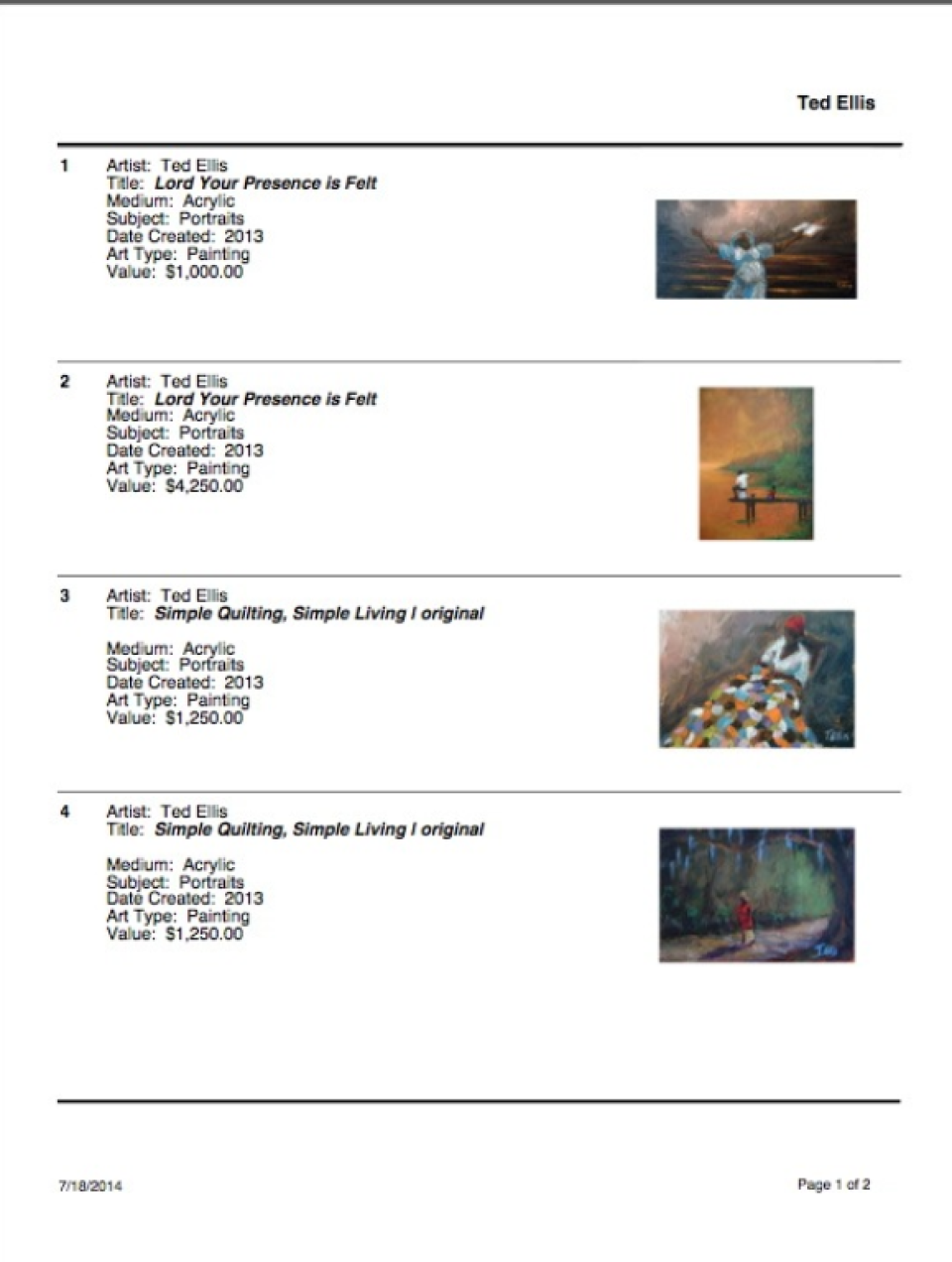 screenshot of My Art Collection